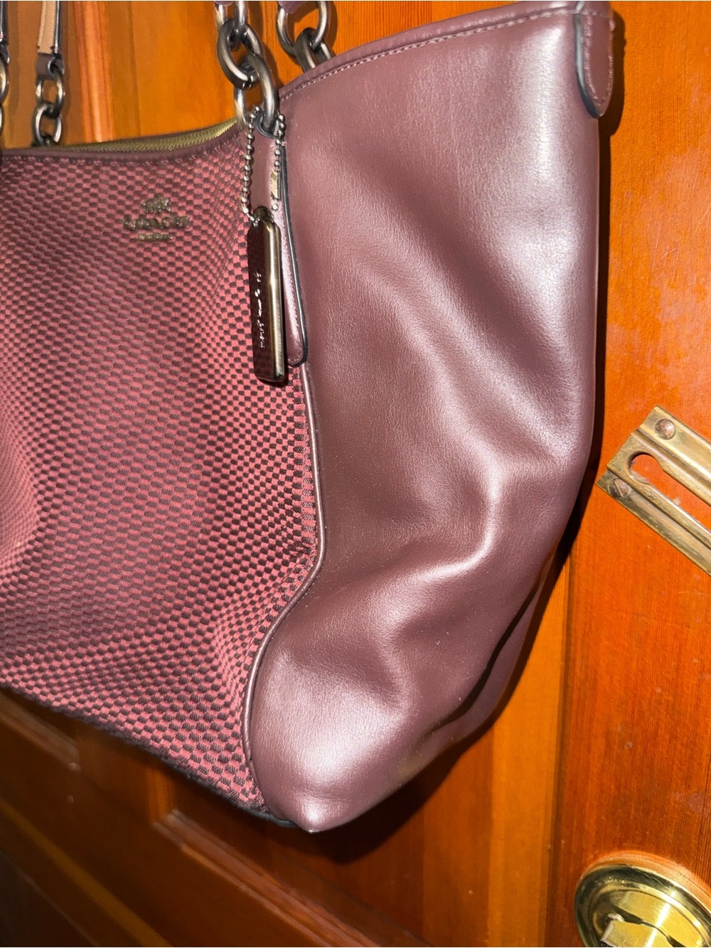 Coach Maroon and Tan Leather Patch Shoulder Bag - Picture 5 of 11